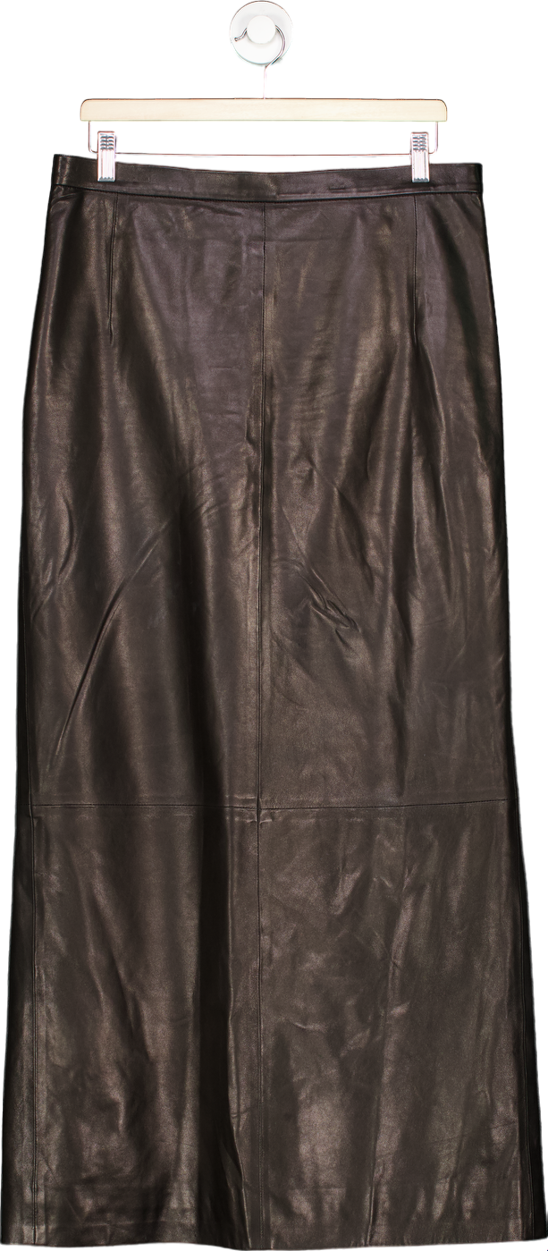 Manokhi Black Leather Skirt Size EU40 UK 12