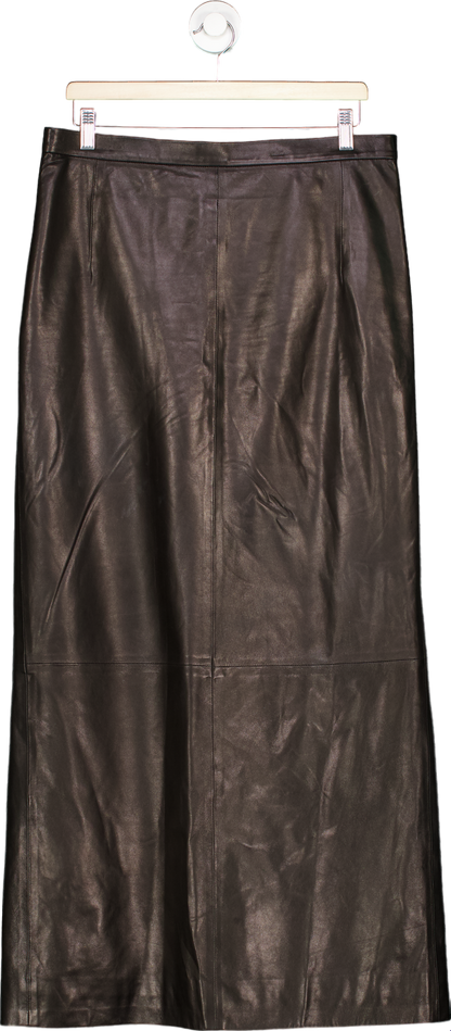 Manokhi Black Leather Skirt Size EU40 UK 12