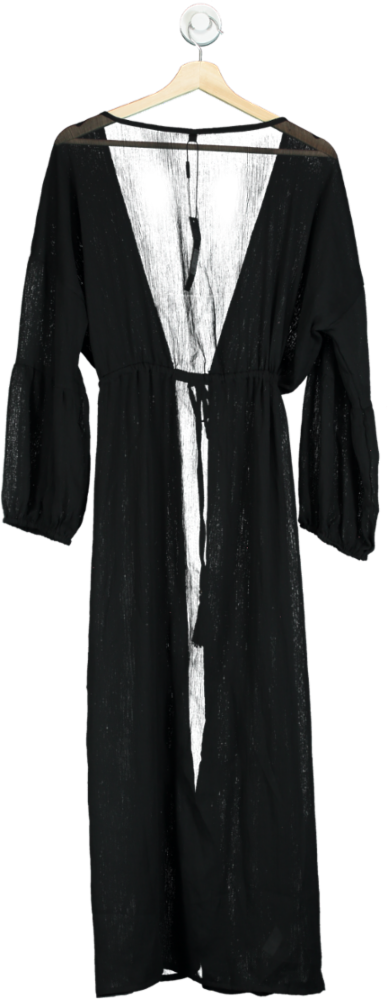 Fashion Nova Black Summer of Love Sheer Swim Cover Up Kimono UK S