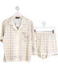 The Couture Club Beige Emblem Print Shorts And Shirt Set UK 10