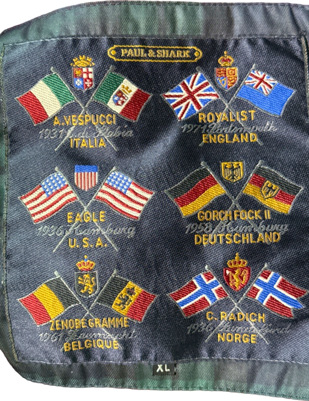 Paul & Shark Navy Blue/ Green Plaid Embroidered Climate Control Jacket UK XL