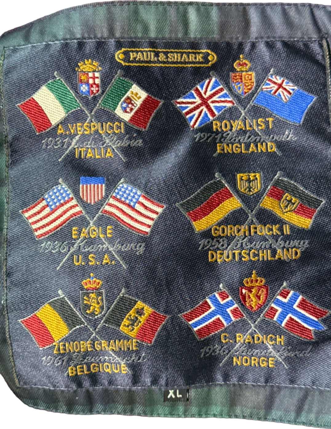 Paul & Shark Navy Blue/ Green Plaid Embroidered Climate Control Jacket UK XL