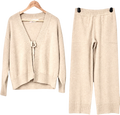 FREE PEOPLE BEACH 2-piece Knitted Beige Solar Sweater Lounge Set UK L