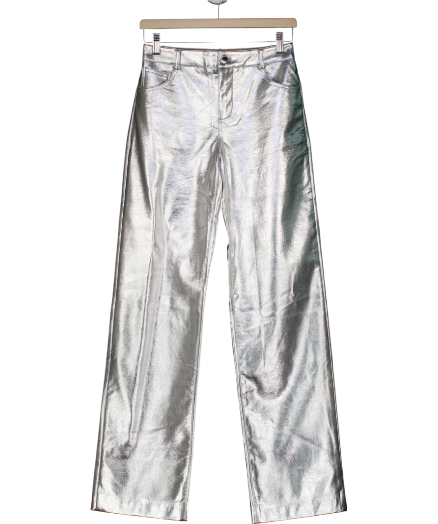 MANGO Metallic Leather-effect Trousers UK 6