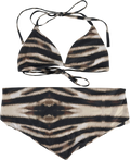 Luana The Label Beige Zebra Print Triangle Bikini Top & Sarong UK S