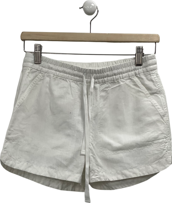 j,crew White Linen-cotton Drawstring Short UK XXS