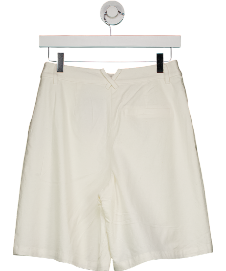 NA-KD Cream Linen Blend Shorts UK 8