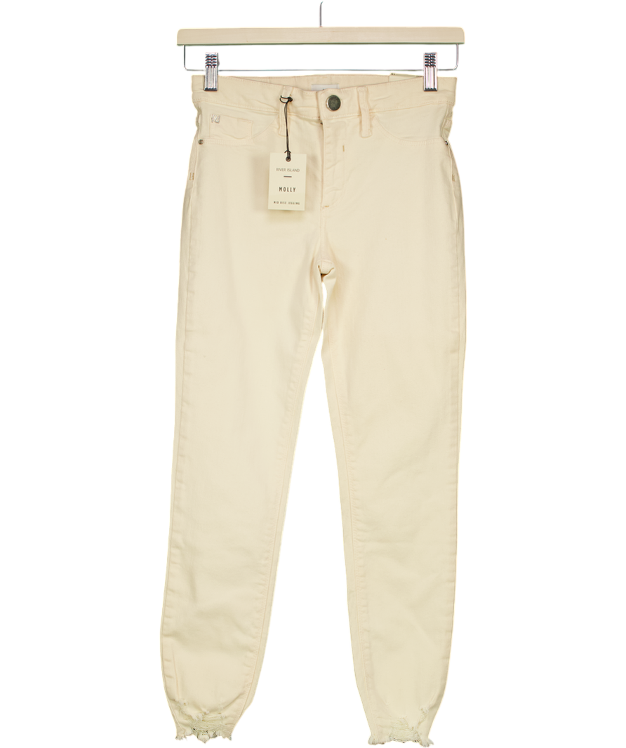 River Island Cream Molly Mid Rise Capri Jegging Petite UK 8