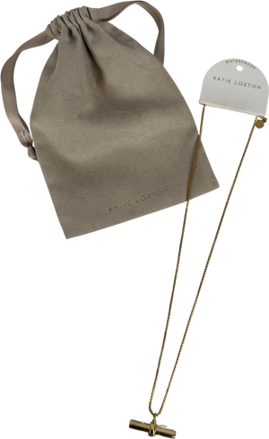 Katie Loxton Metallic Themis Waterproof Gold T-bar Necklace