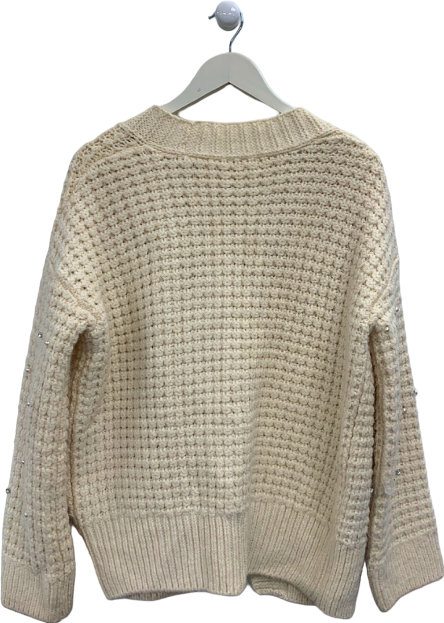 River Island Cream Sequin Knit Cardigan UK XS