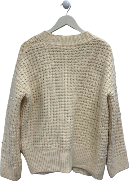 River Island Cream Sequin Knit Cardigan UK XS