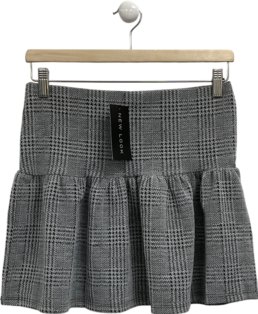 New Look Grey Checked Mini Skirt UK 10