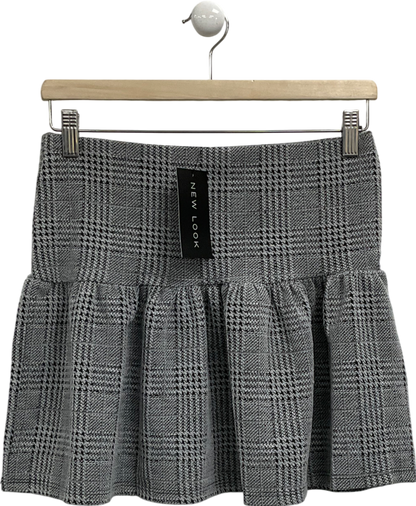 New Look Grey Checked Mini Skirt UK 10