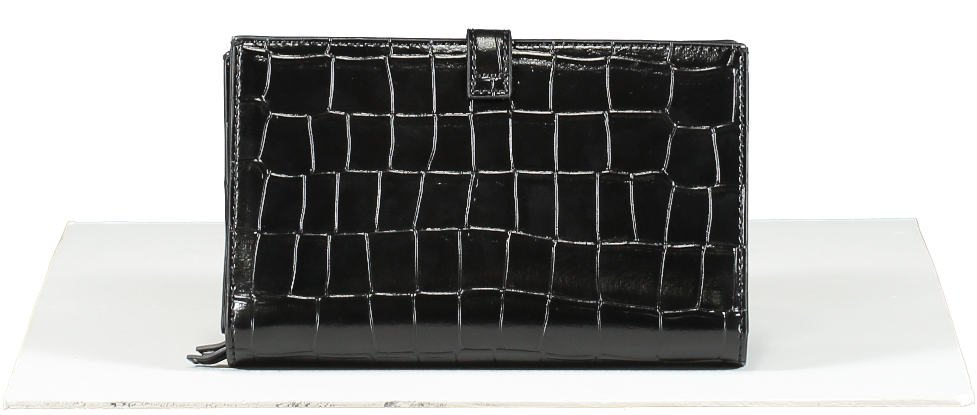 MARCCAIN Black Croc Wallet Clutch In Cowhide Leather