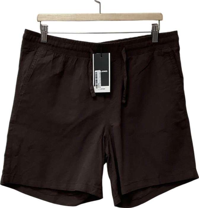 jack&jones Brown Linen Blend Shorts UK L