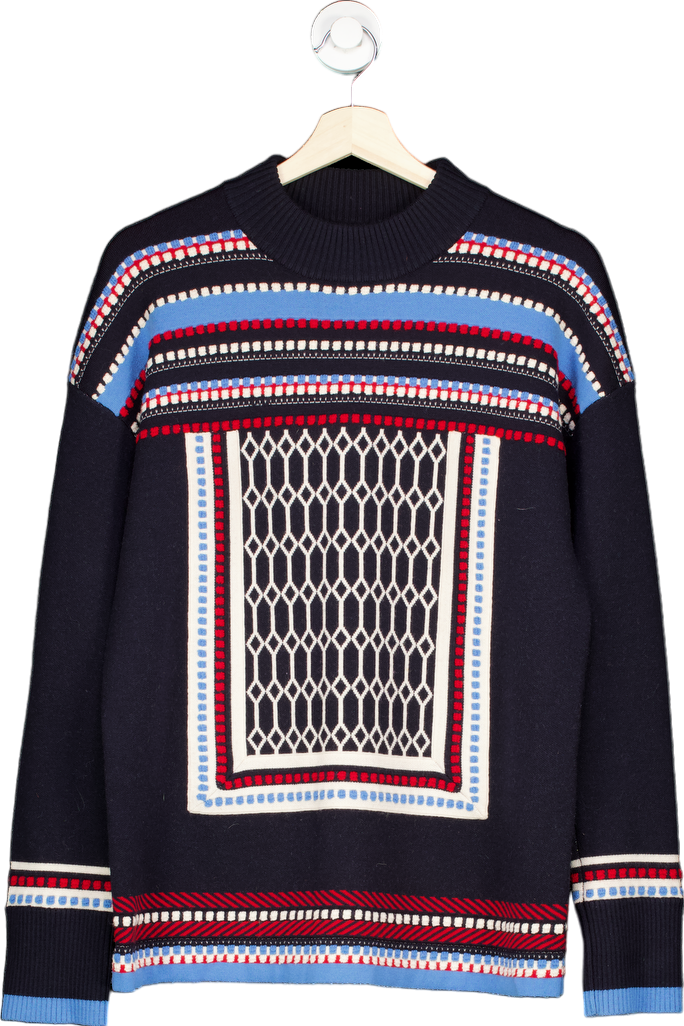 Tory Burch Black & Multi-Stripe Knit Jumper Size M