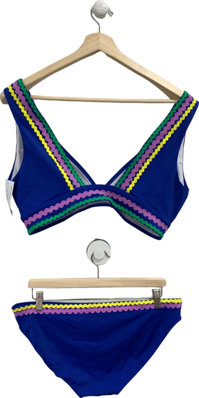 Boden Blue Ric Rac Trim Bikini Set UK 18