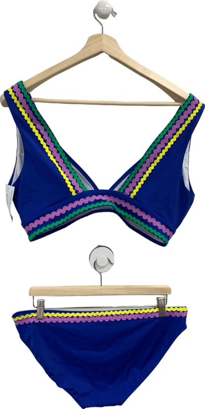 Boden Blue Ric Rac Trim Bikini Set UK 18