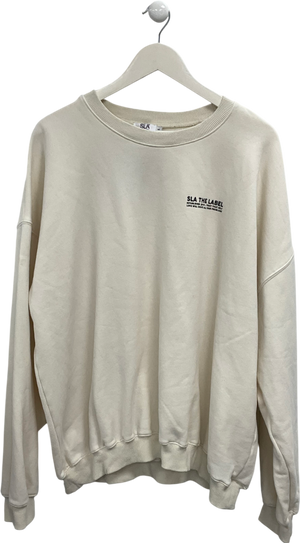 SLA the label Cream Cotton sweatshirt UK L