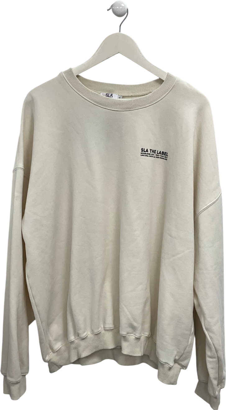 SLA the label Cream Cotton sweatshirt UK L
