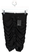 NBD Black Ruched Ruffle Top UK XS