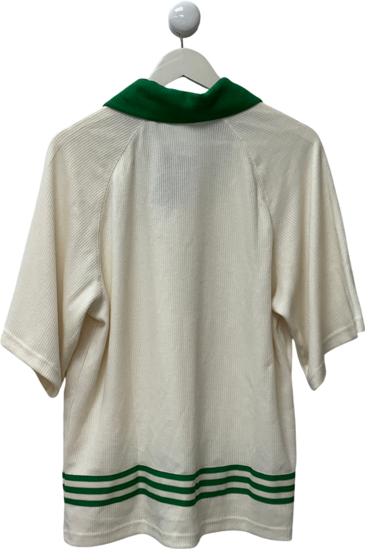 adidas White Adicolor 70s' Unisex Knitted Polo Top UK 16