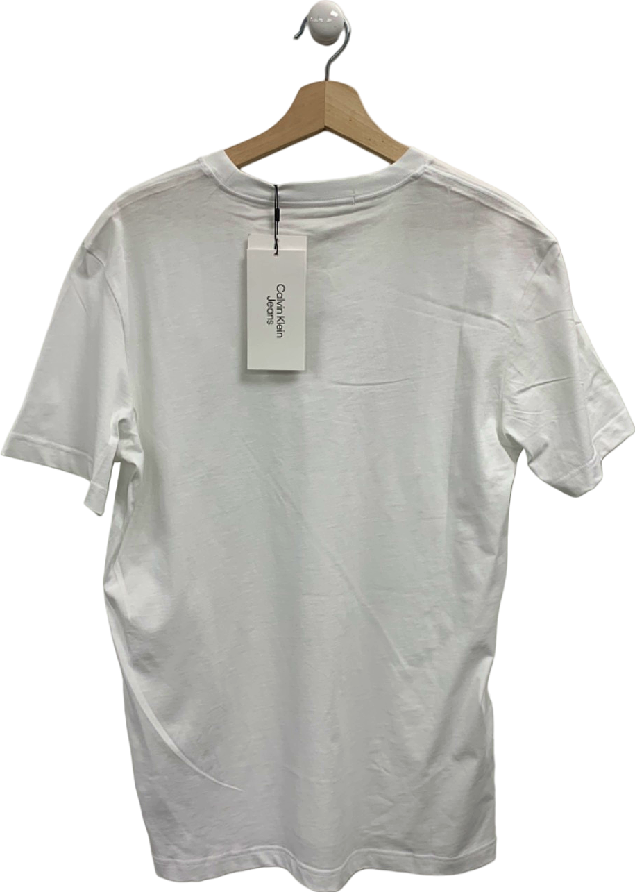 Calvin Klein Bright White Graphic Logo T-shirt UK M