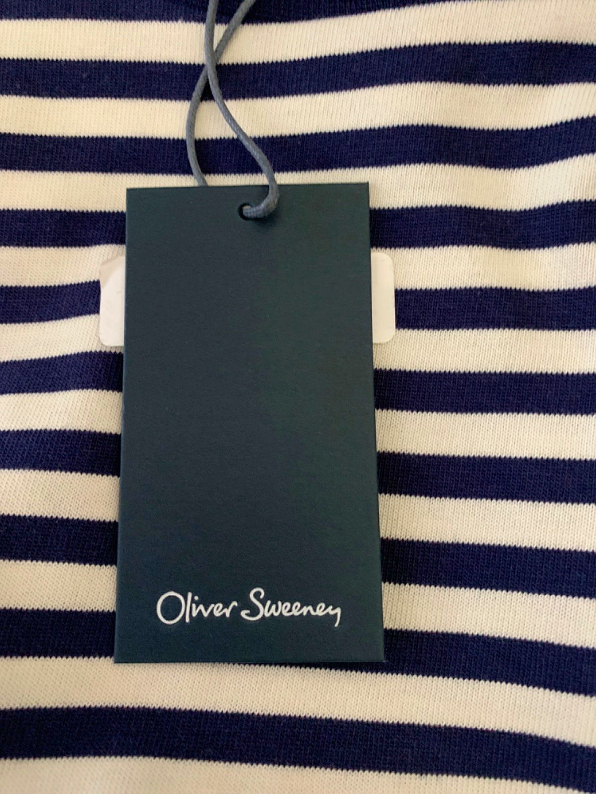 Oliver Sweeney Navy Stripe Markham T-Shirt L