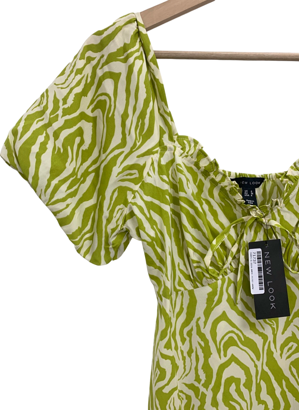 New Look Green & White Zebra Print Midi Dress UK 8