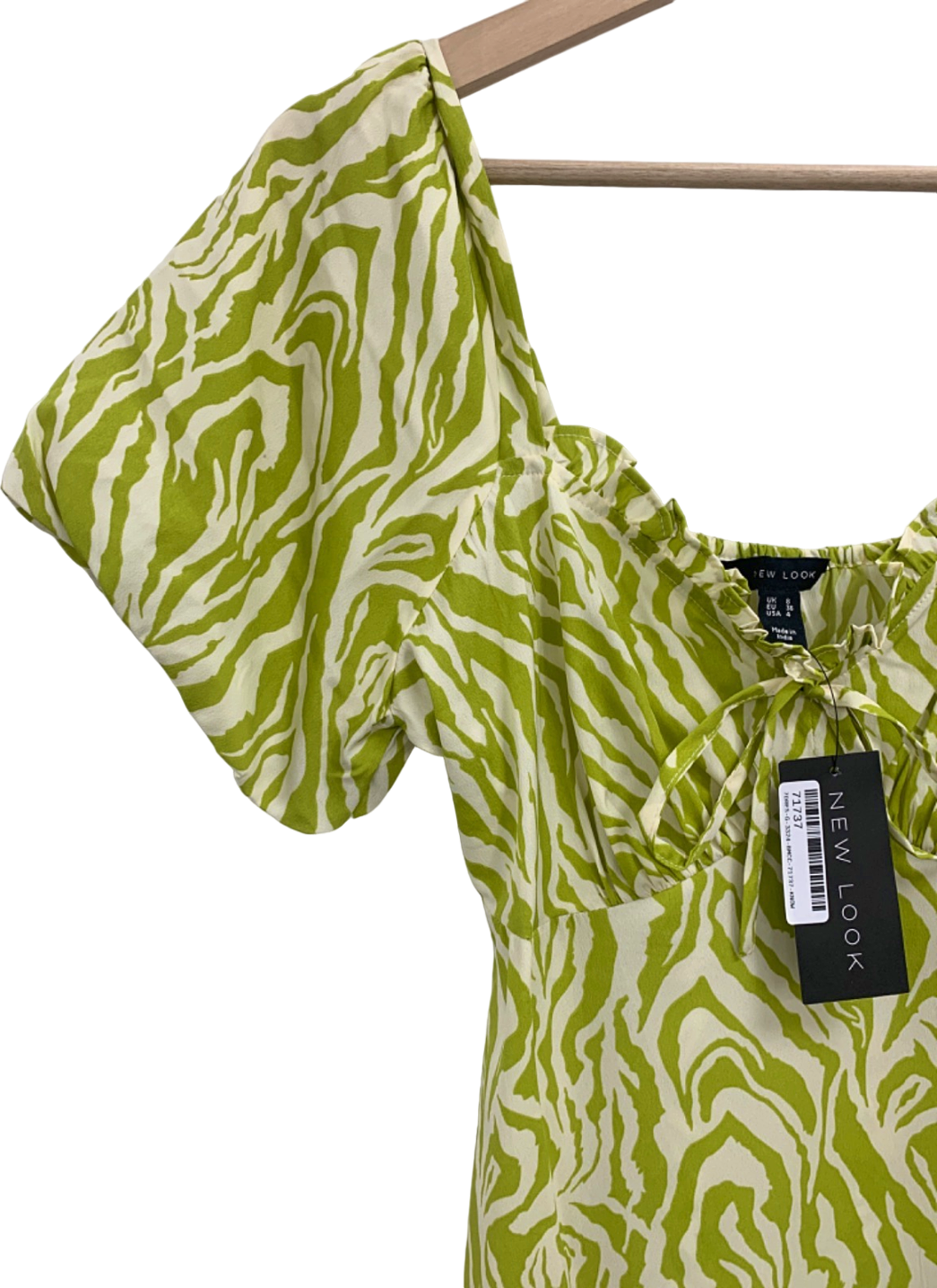 New Look Green & White Zebra Print Midi Dress UK 8