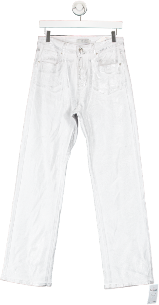 See See White Metalic Dusting Jeans UK 10