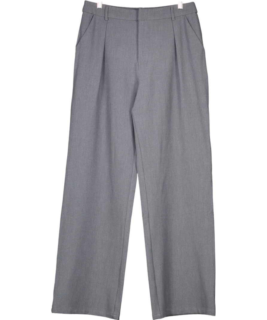 White Fox Grey Wide Leg Trousers UK L