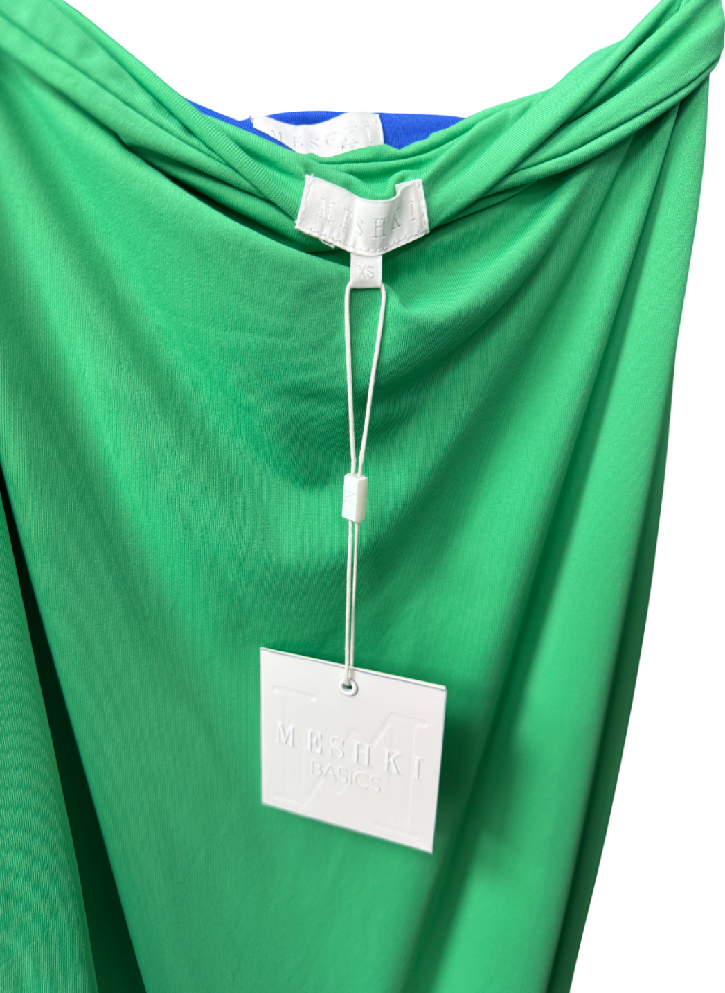 Meshki Green Stretch Jersey Midi Skirt UK XS