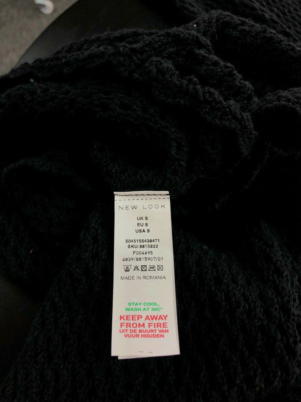 New Look Black Knit Long Sleeve Dress UK S