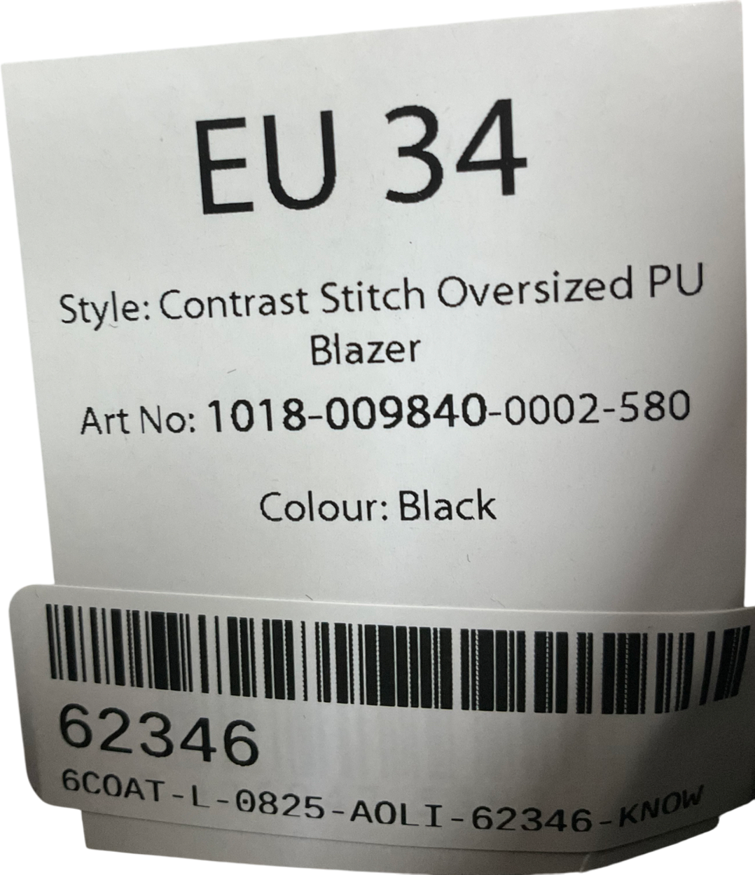 Naked Wardrobe Black Contrast Stitch Oversized Blazer UK XS