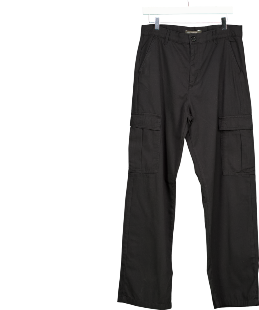 French Connection Black Wide Leg Cargo Trousers UK 14