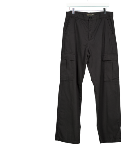 French Connection Black Wide Leg Cargo Trousers UK 14