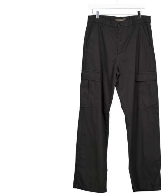 French Connection Black Wide Leg Cargo Trousers UK 14