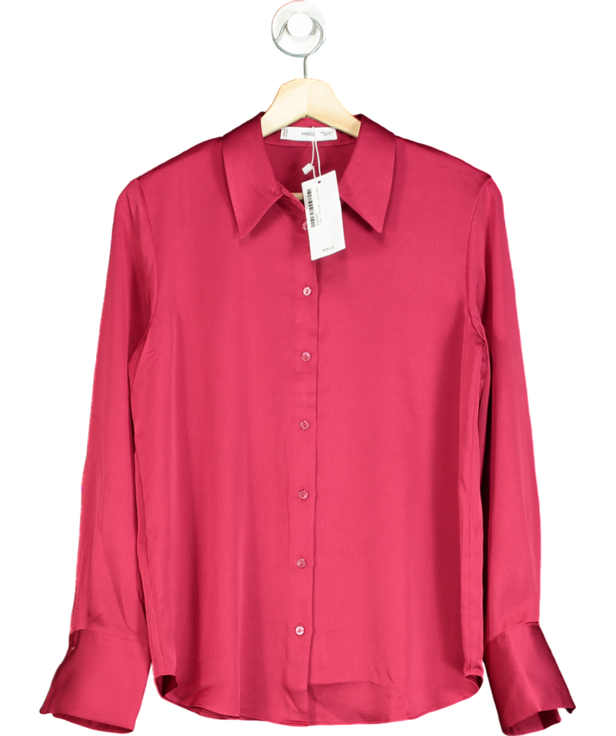 MANGO Red Satin Long Sleeve Shirt UK 8