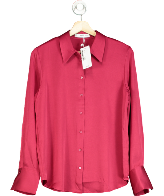 MANGO Red Satin Long Sleeve Shirt UK 8