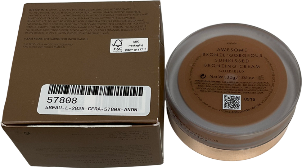 Beauty Pie Awesome Bronze Gorgeous Sunkissed Bronzing Cream Goldielux 30g