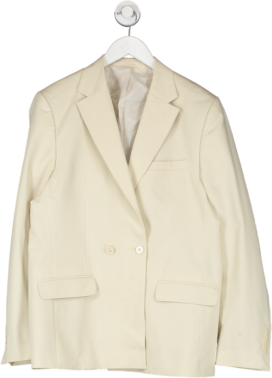 boohooMan Cream Relaxed Suit Jacket UK 10