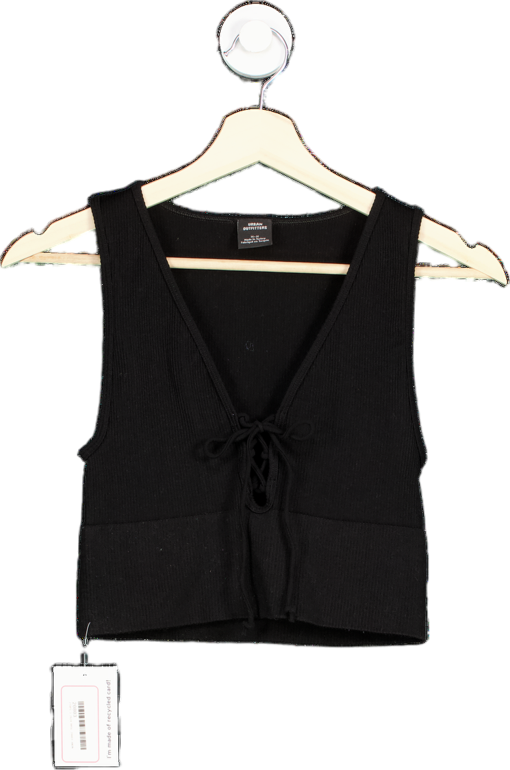 Urban Outfitters Black Ribbed Knit Front Tie Tank Top M