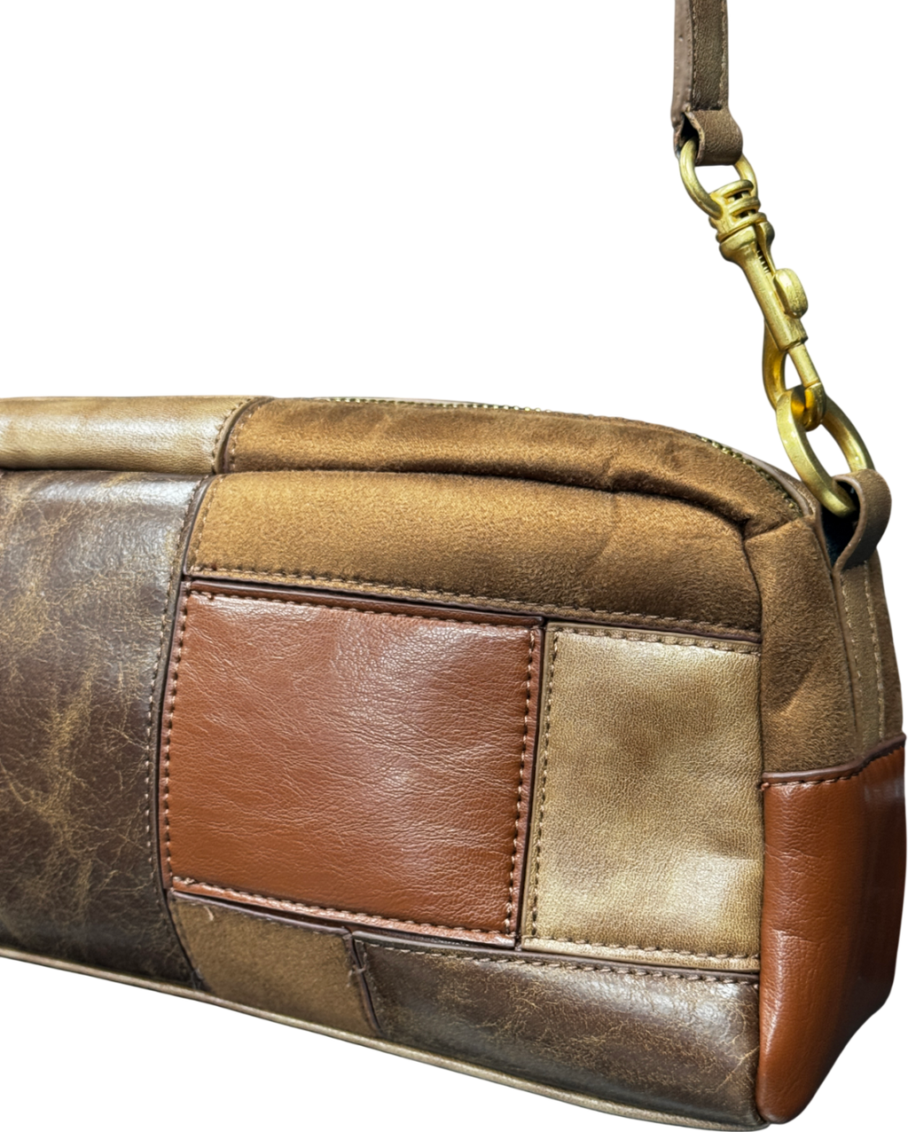 ZARA Brown Patchwork Shoulder Bag
