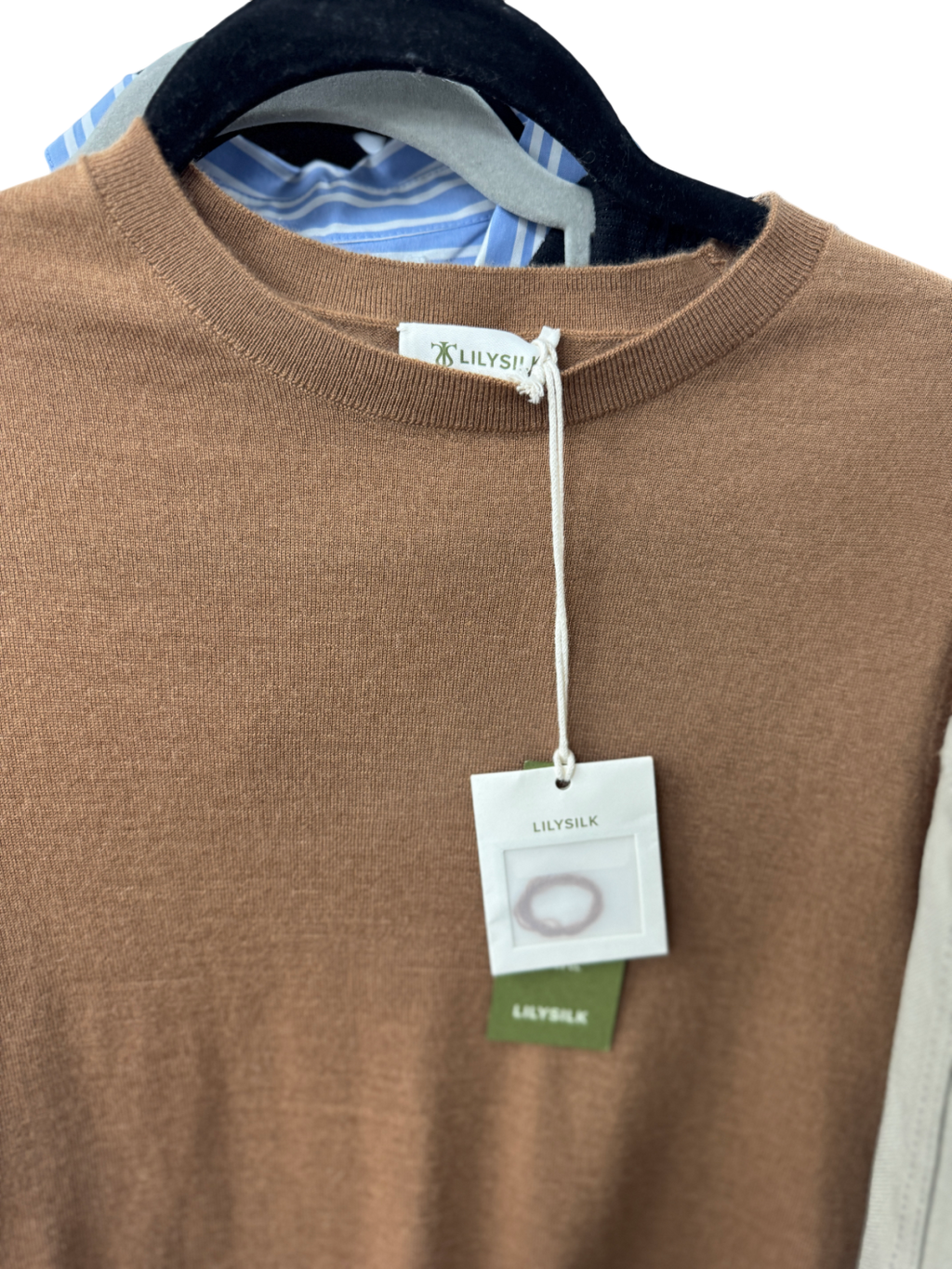 lilysilk Brown 100% Cashmere T-shirt UK S