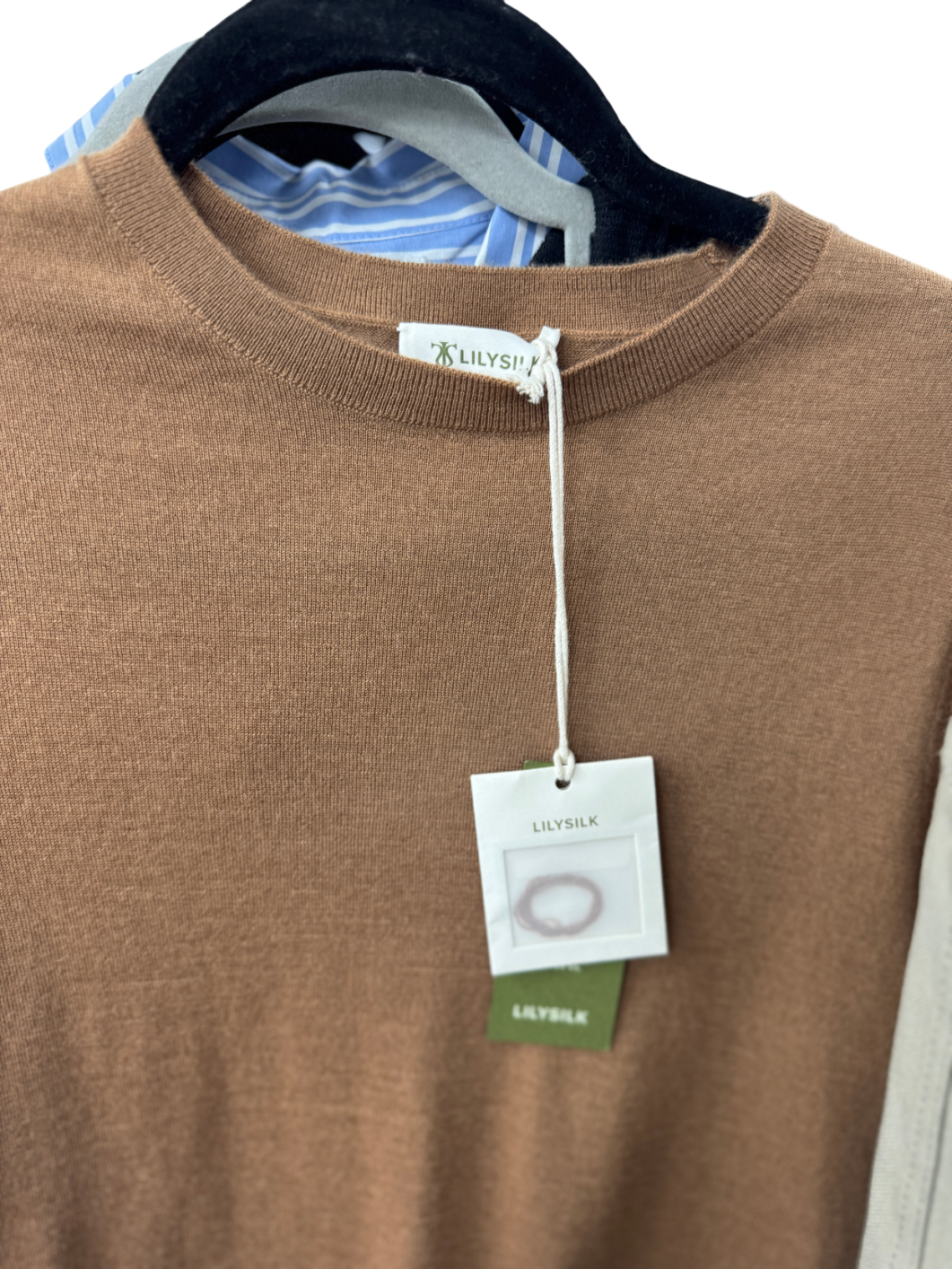 lilysilk Brown 100% Cashmere T-shirt UK S