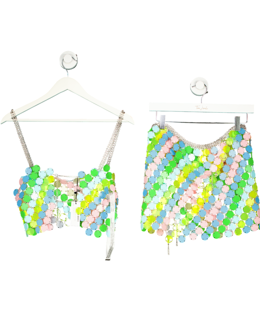 Nasty Gal Multicoloured Chainmail Cami Top And Mini Skirt One Size