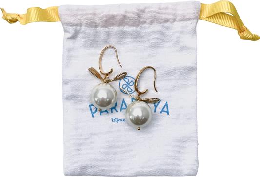 Audrey Bull Metallic Pearl And Gold Dragonfly Earrings One Size