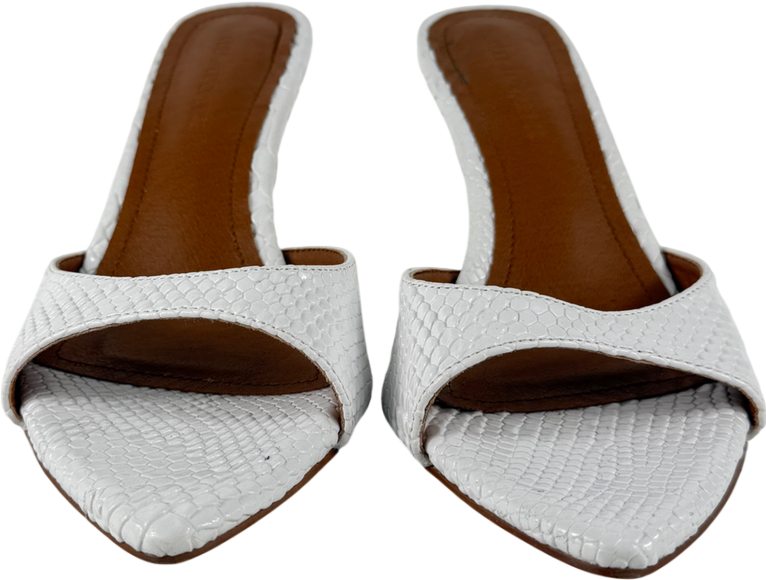 CULT OF COQUETTE Gia White Reptile Vegan Mules 80 Mm UK 3.5 EU 36.5