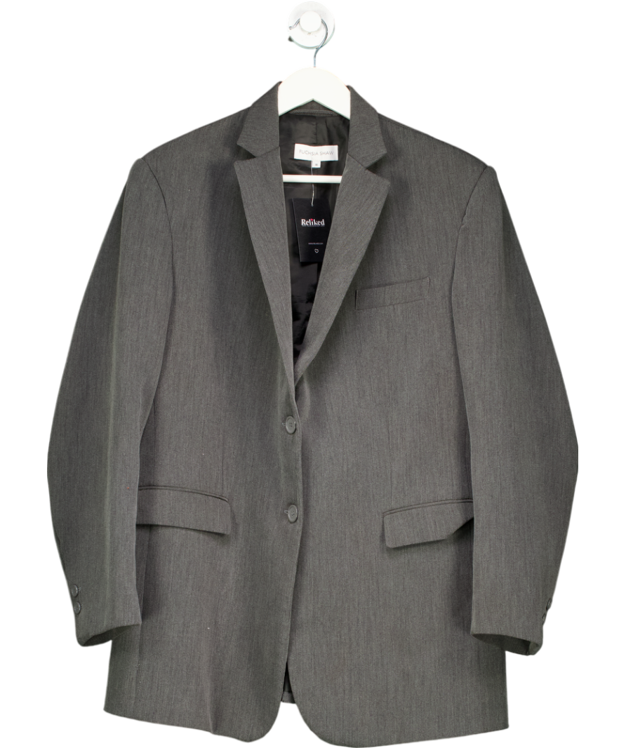 Fuchsia Shaw Grey Oversized Boxy Blazer UK M